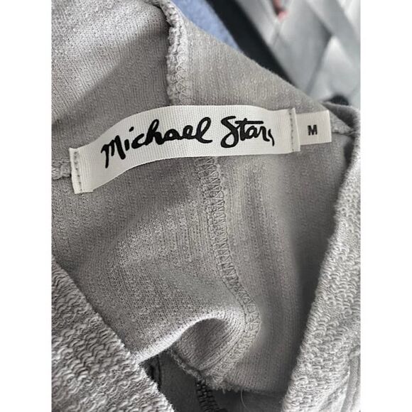 Michael Stars Women's‎ Gray Zip Up Hooded Sweater Mesh Eyelets Sleeve Pockets M - Picture 4 of 6